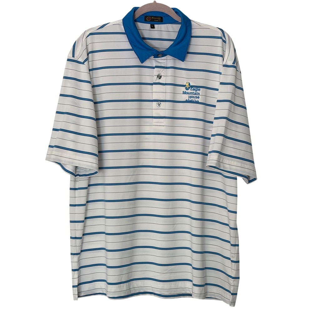 Monterey Club Men's XL White Blue Eagle Mountain House Golf Polo | SKU 1053